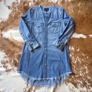 Lucky Brand denim fringed dress